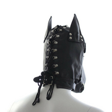 Load image into Gallery viewer, Locking Lace-Up Faux Leather Dog Hood Mask