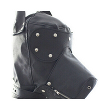 Load image into Gallery viewer, Locking Lace-Up Faux Leather Dog Hood Mask
